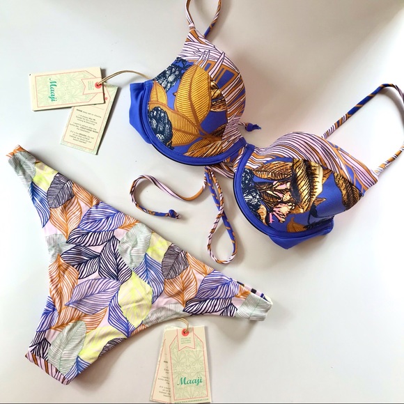 Maaji Other - Maaji Floral Neon Leaf Reversible Tropical Bikini